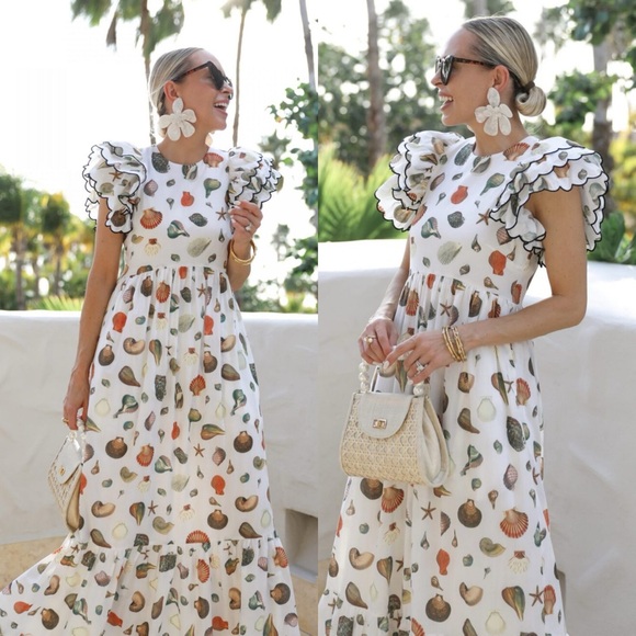 Antonio Melani Ruffle Seashell Coastal Maxi Dress - Picture 2 of 9